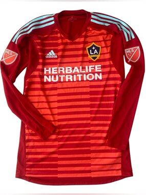 Adidas LA Galaxy 2017 Medium Red & Orange Long-Sleeve Goalkeeper Soccer Jersey